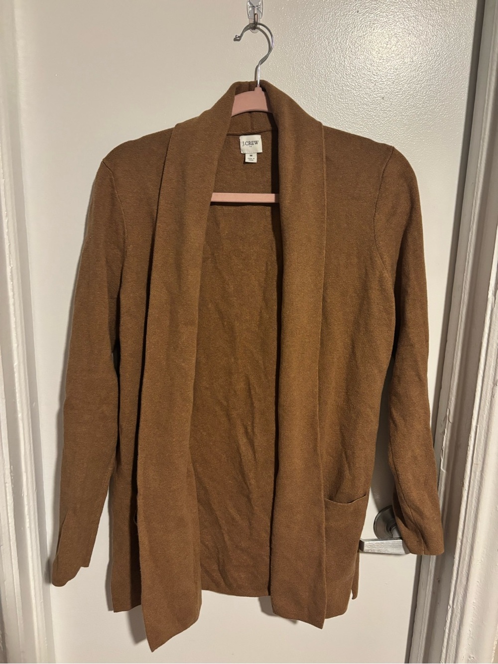 J. Crew Factory Open-Front Camel Brown Cardigan